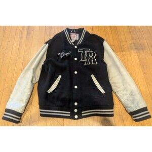 True Religion Vintage Varsity Letterman Jacket Leather Wool XXXL Malibu Varsity